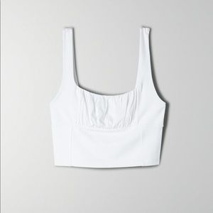 Aritzia Wilfred Free Orbit Tank White ruched milk maid top medium